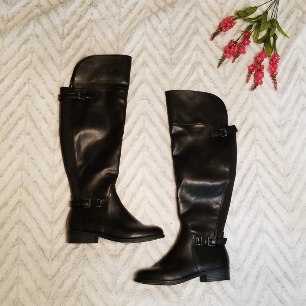 Mossimo Knee High Black Vegan Leather Boots